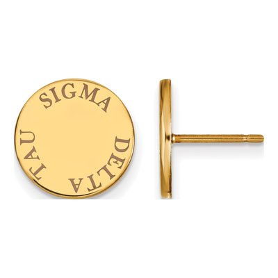 Sigma Delta Tau Gold-Plated Sterling Silver Sorority Button Stud Earrings