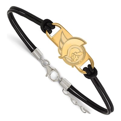 Ottawa Senators Gold-Plated Sterling Silver Leather Bracelet