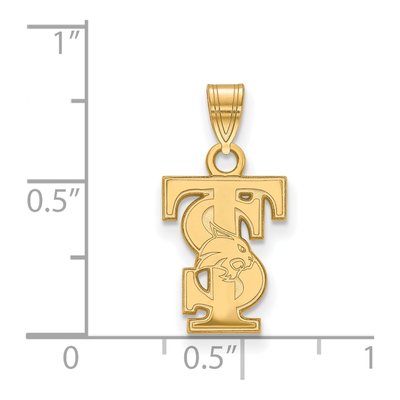 Texas State University Gold-Plated Sterling Silver T-S Small Pendant – view 2