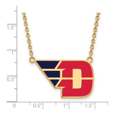 University of Dayton Gold-Plated Sterling Silver Large Enamel Pendant Necklace – view 2