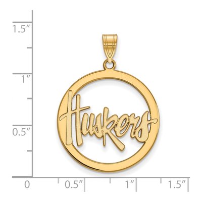 University of Nebraska Gold-Plated Sterling Silver Huskers Large Circle Pendant – view 2