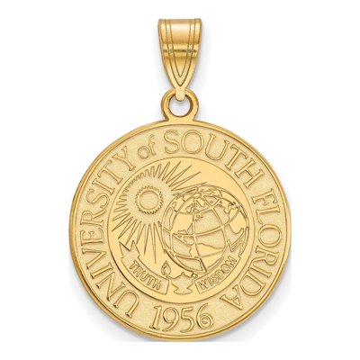 University of South Florida Gold-Plated Sterling Silver USF Bulls Large Crest Pendant
