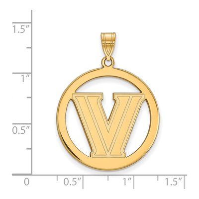 Villanova University Gold-Plated Sterling Silver Large Wildcats Letter V Pendant – view 2