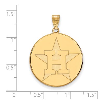 Houston Astros Gold-Plated Sterling Silver Star Extra Large Disc Letter H Pendant – view 2