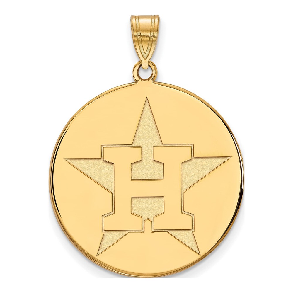 Houston Astros Gold-Plated Sterling Silver Star Extra Large Disc Letter H Pendant