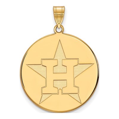 Houston Astros Gold-Plated Sterling Silver Star Extra Large Disc Letter H Pendant