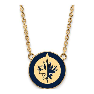 Winnipeg Jets Gold-Plated Sterling Silver Large Enameled Necklace