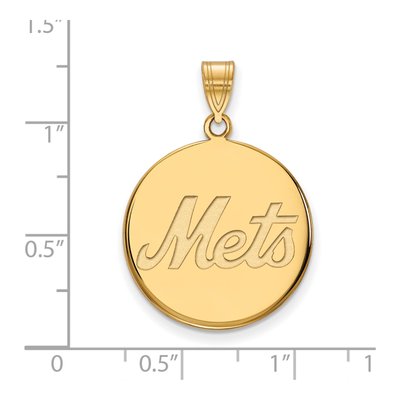 New York Mets Gold-Plated Sterling Silver NY Large Disc Pendant – view 2