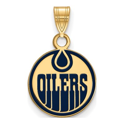 Edmonton Oilers Gold-Plated Sterling Silver Small Enamel Pendant