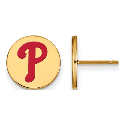 Philadelphia Phillies Gold-Plated Sterling Silver Enamel Stud Earrings
