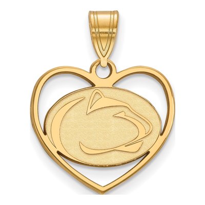 Pennsylvania State University Gold-Plated Sterling Silver Medium Penn Lion Heart Pendant