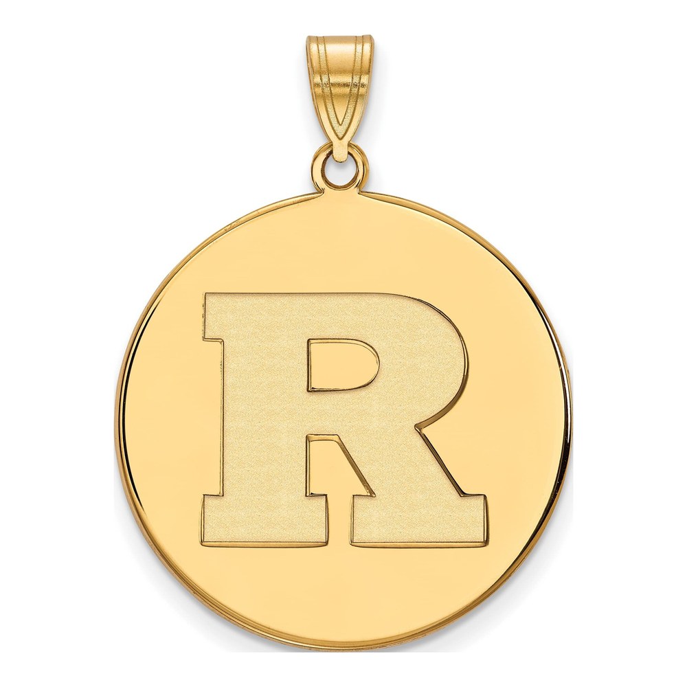 Sterling Silver Gold-Plated Logoart Rutgers University Letter R Extra Large Disc Pendant