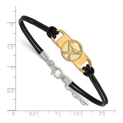 Buffalo Sabres Gold-Plated Sterling Silver Leather Bracelet – view 2