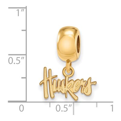University of Nebraska Gold-Plated Sterling Silver Extra Small Huskers Dangle Bead – view 3
