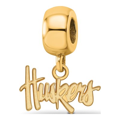 University of Nebraska Gold-Plated Sterling Silver Extra Small Huskers Dangle Bead