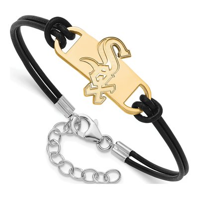 Chicago White Sox Gold-Plated Sterling Silver Leather Bracelet