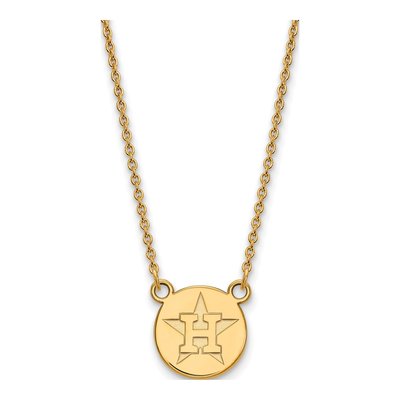 Houston Astros Gold-Plated Sterling Silver Small Disc Necklace