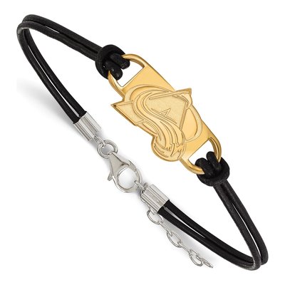 Colorado Avalanche Gold-Plated Sterling Silver Leather Letter A Bracelet