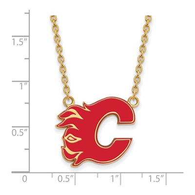 Calgary Flames Gold-Plated Sterling Silver Large Enamel Letter C Necklace – view 2