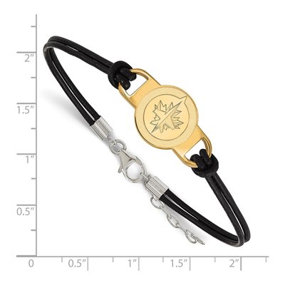 Winnipeg Jets Gold-Plated Sterling Silver Leather Bracelet – view 2