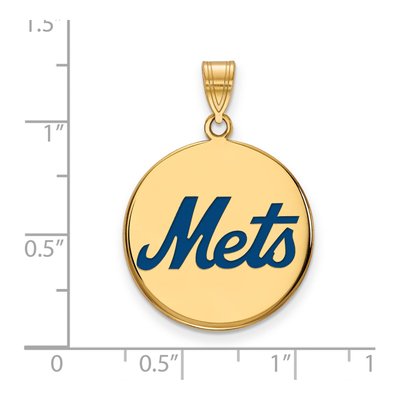 New York Mets Gold-Plated Sterling Silver Large NY Enamel Pendant – view 2