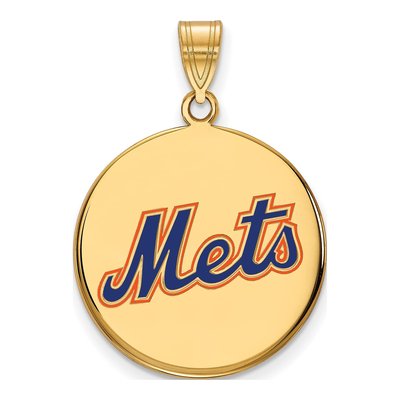 New York Mets Gold-Plated Sterling Silver Large NY Enamel Pendant