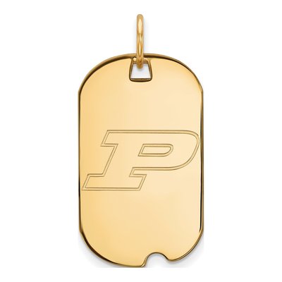 Purdue University Gold-Plated Sterling Silver Small Dog Tag Letter P Pendant