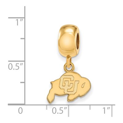 University of Colorado Gold-Plated Sterling Silver Extra Small CU Buffaloes Dangle Bead – view 2