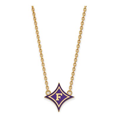 Furman University Gold-Plated Sterling Silver Large Enameled Pendant Necklace