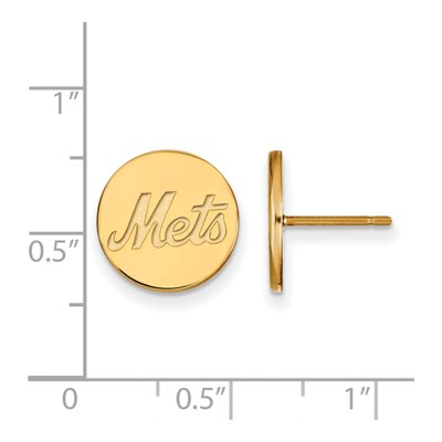 New York Mets Gold-Plated Sterling Silver NY Small Disc Stud Earrings – view 2