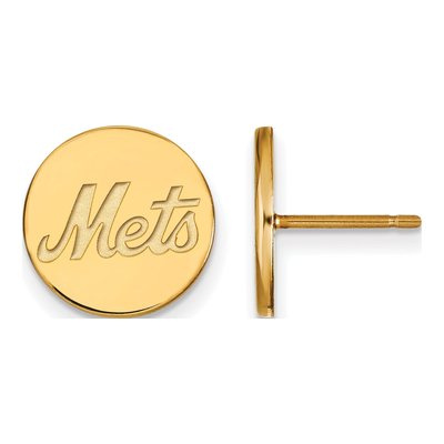 New York Mets Gold-Plated Sterling Silver NY Small Disc Stud Earrings
