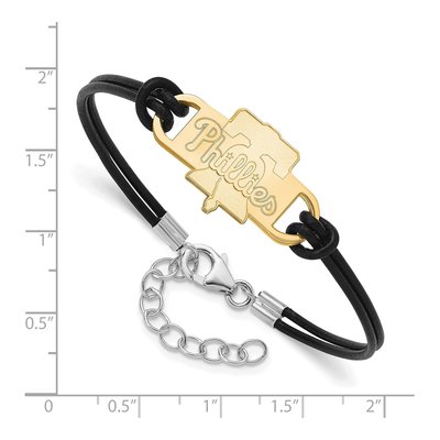 Philadelphia Phillies Gold-Plated Sterling Silver Leather Bracelet – view 2