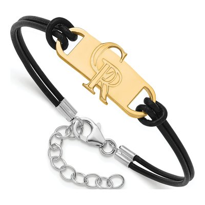Colorado Rockies Gold-Plated Sterling Silver Leather Bracelet