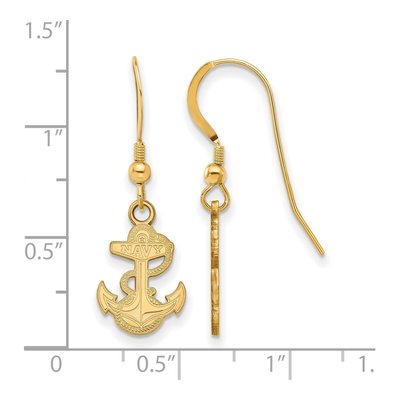United States Naval Academy Gold-Plated Sterling Silver US Anchor Dangle Earrings – view 2