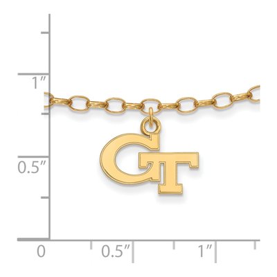 Georgia Institute of Technology Gold-Plated Sterling Silver Extra Small Tech G-T Anklet – view 2