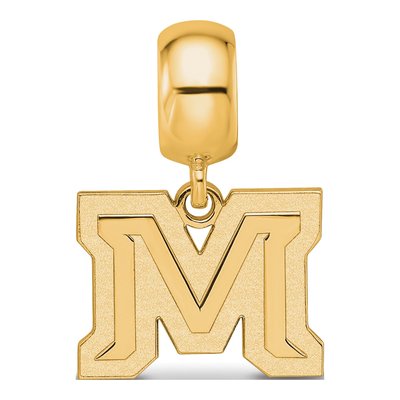 Montana State University Gold-Plated Sterling Silver Small Letter M Dangle Bead – view 4