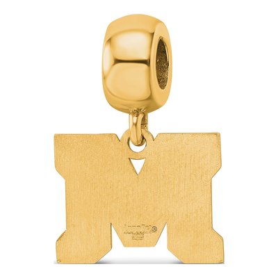 Montana State University Gold-Plated Sterling Silver Small Letter M Dangle Bead – view 5