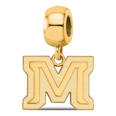 Montana State University Gold-Plated Sterling Silver Small Letter M Dangle Bead