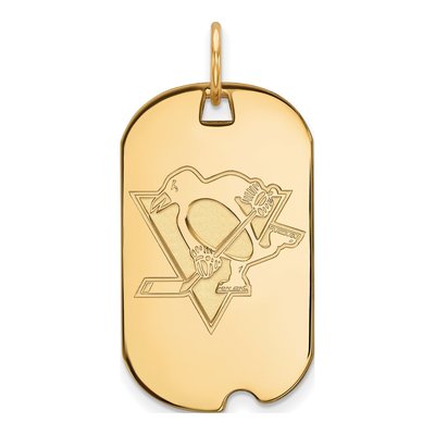 Pittsburgh Penguins Gold-Plated Sterling Silver Small Dog Tag Pendant