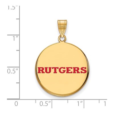 Rutgers University Gold-Plated Sterling Silver Large Enameled Disc Pendant – view 2