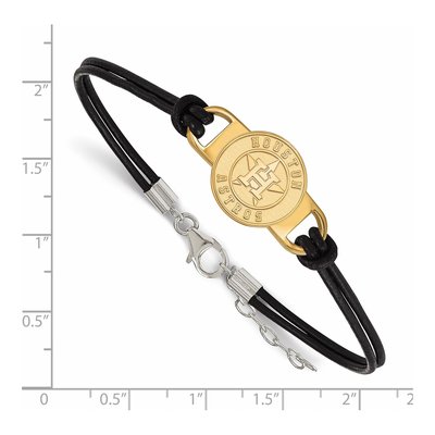 Houston Astros Gold-Plated Sterling Silver Leather Bracelet – view 2