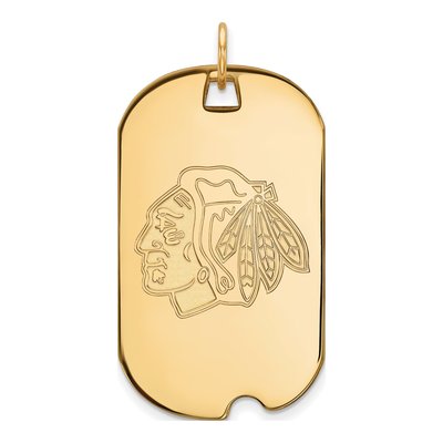 Chicago Blackhawks Gold-Plated Sterling Silver Large Dog Tag Pendant