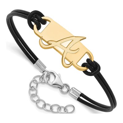 Atlanta Braves Gold-Plated Sterling Silver Leather Bracelet