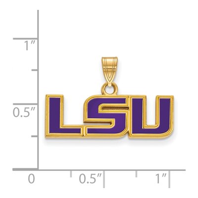 Louisiana State University Gold-Plated Sterling Silver LSU Small Enameled Pendant – view 2