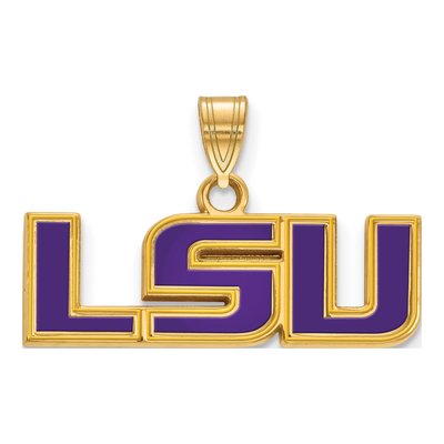 Louisiana State University Gold-Plated Sterling Silver LSU Small Enameled Pendant