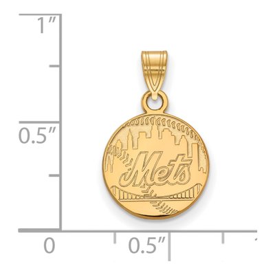 New York Mets Gold-Plated Sterling Silver NY Small Pendant – view 2