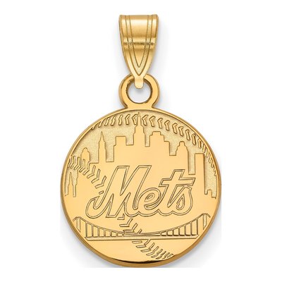 New York Mets Gold-Plated Sterling Silver NY Small Pendant