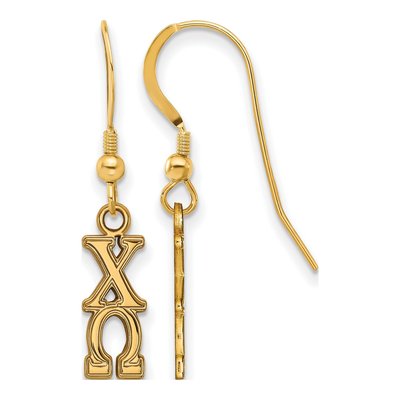 Chi Omega Gold-Plated Sterling Silver Sorority Letters Earrings