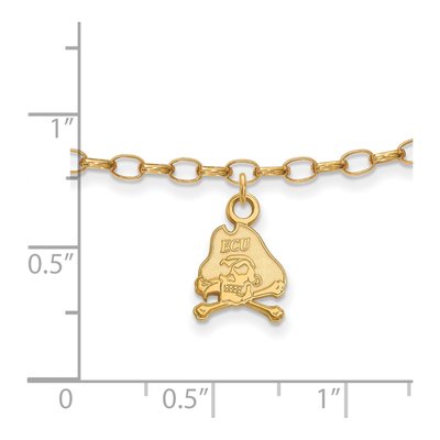 East Carolina University Gold-Plated Sterling Silver Extra Small Pirates Anklet – view 2