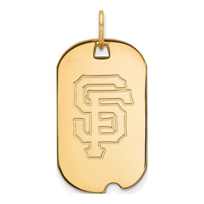 San Francisco Giants Gold-Plated Sterling Silver SF Small Dog Tag Pendant